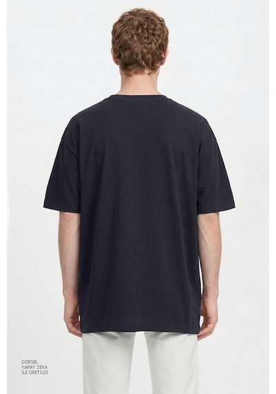 Ac&Co / Altınyıldız Classics Erkek Lacı Pamuklu Nefes Alan Terletmez Oversize Fit Rahat Kesim Bisiklet Yaka Tişört