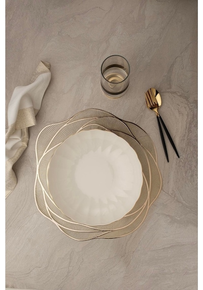 Kütahya Porselen Bone Luz Altın File Çorba Kasesi 15cm 6 Lı Çok Renkli