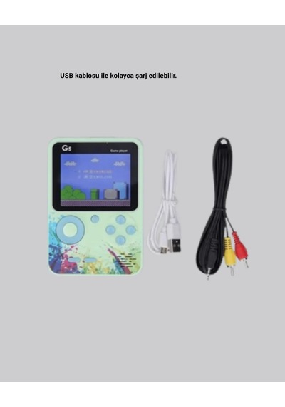 G5 Taşınabilir Retro Game Box 500 Oyunlu Şarjlı Mini Oyun Konsolu Çok Renkli
