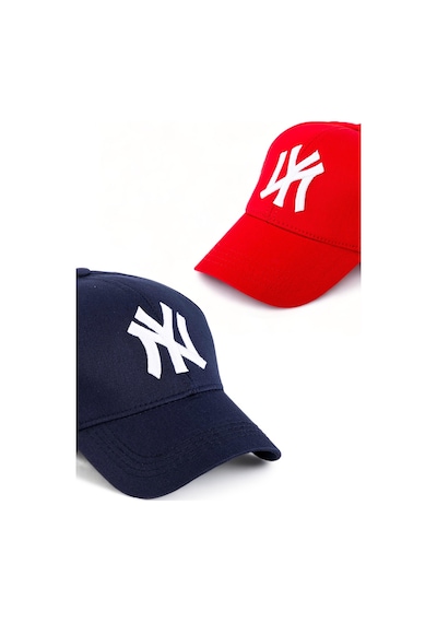 Unisex 2'li Set Lacivert ve Kırmızı Ny New York Beyzbol Şapka - Unisex Lacivert - Kırmızı