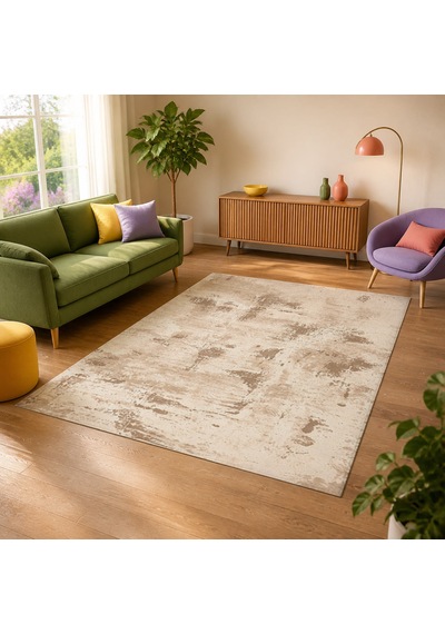 Kartela Halı Nivo Halı Kaymaz Taban Makinede Yıkanabilir Halı Bej - 60 X 90 Cm