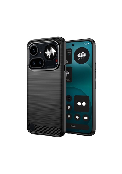 Microcase Nothing Phone 4a Pro İle Uyumlu Brushed Carbon Fiber Silikon Kılıf - Siyah Al3332