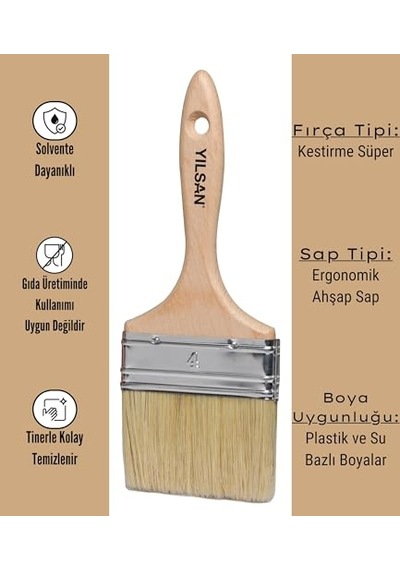 Boya Fırçası No: 4 10 Cm , Kestirme Süper