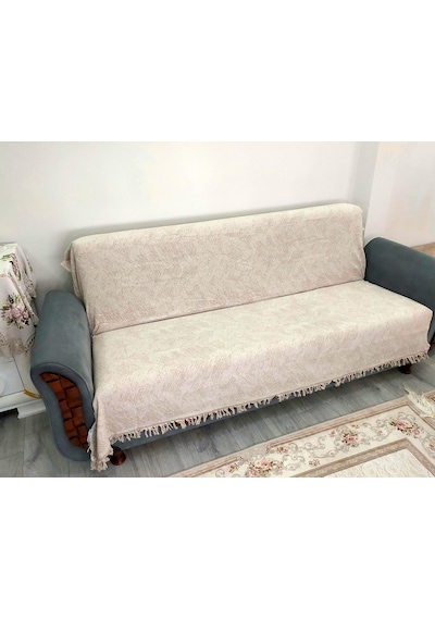 Pamuklu Kaymaz Alaca Koltuk-çekyat Örtüsü 170x220 -bej Bej