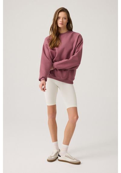 Los Ojos Bordo Geniş Kalıp Bisiklet Yaka Sweatshirt Crew Neck Bordo Bordo