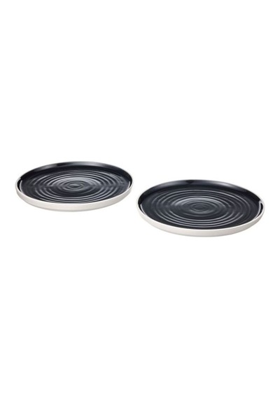Ombonad Tabak Seti, 26 Cm Gri Renk 2 Li Rustik-stoneware Servis Sunum Tabağı