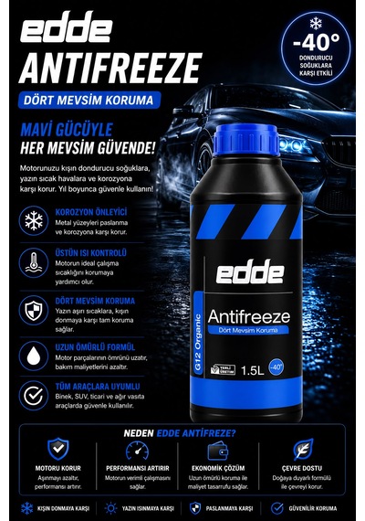 Edde Araba Araç Oto Antifriz Mavi 1.5 L Dört Mevsim