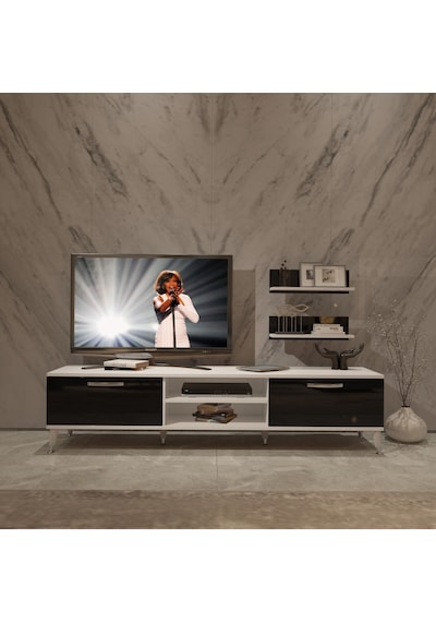 Decoraktiv Eko 4 Mdf Dvd Silver Tv Ünitesi Tv Sehpası Beyaz - Siyah
