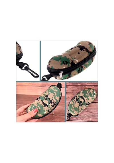 Omeniv Kamuflaj Camo Gözlük Kabı Kılıfı Kutusu Kemer Karabiner