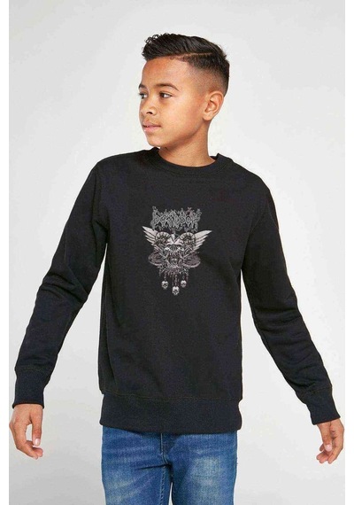 Tshirthane Demisor Immaculate Carnage Baskılı Unisex Çocuk Siyah Sweatshirt