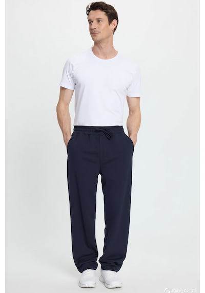 Tudors Erkek Regular Fit Klasik Kesim Baggy Pamuklu Beli Bağcıklı Lacivert Eşofman Altı-42682 Lacivert