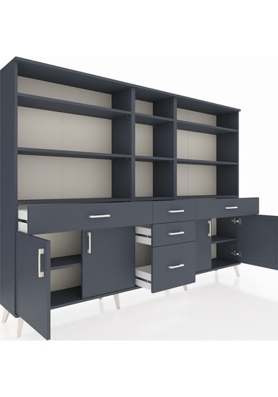 Arges Dolap 11 Raflı 5 Çekmeceli 4 Kapaklı 220x30x163 Antrasit-antrasit Antrasit - Antrasit Arges Dolap 11 Raflı 5 Çekmeceli 4 Kapaklı 220x30x163 Antrasit-antrasit Antrasit - Antrasit