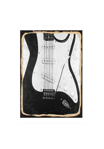 Bedeko Siyah Elektro Gitar Model Mdf Tablo 25 Cm X 35 Cm