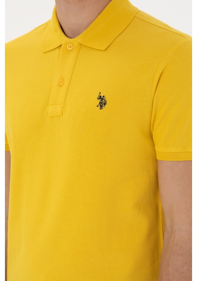 U.S. Polo Assn. Erkek Slim Fit Polo Yaka Sarı Basic Tişört 50297984-VR094