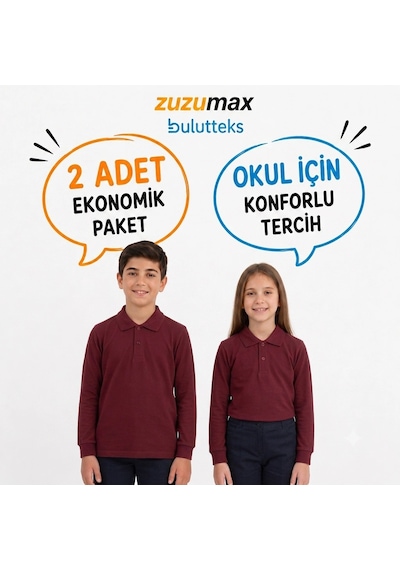 Bulutteks Okullu 2adet Polo Yaka Bordo Uzunkol Okul Tişört Kıyafetleri Üniforması Çocuk Genç Bulutteks Okullu 2adet Polo Yaka Bordo Uzunkol Okul Tişört Kıyafetleri Üniforması Çocuk Genç