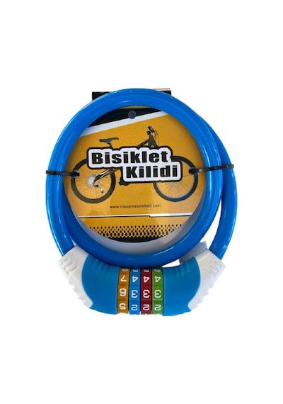 Bisiklet Kilidi Şifreli Kilit 12x80 CM Şifresi Değiştirilebilir Mavi