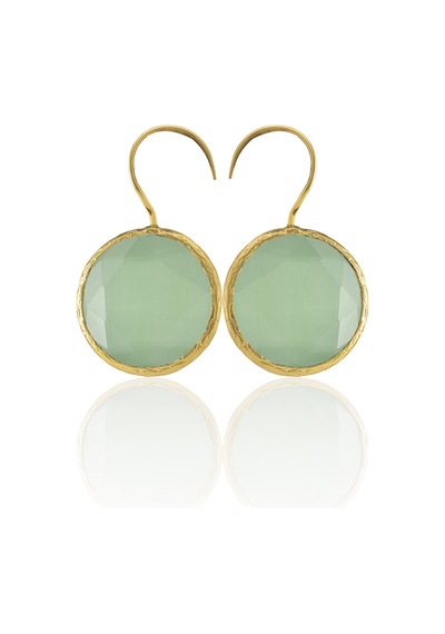 Kadir Jewellery 22 Ayar Altın Kaplama Kadın Taşlı Küpe -el İşçiliği Ve Hipoalerjenik Küpe Açık Yeşil 97556883