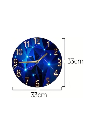 Mavi Geometrik Taş Desenli 3d Görünümlü Mdf Duvar Saati Modern & Işıltılı Tasarım Sdw304 Renkli