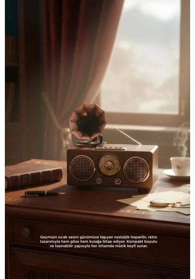 Nostaljik Bluetooth Hoparlör Retro Radyo Kablosuz Speaker Tf Kart Fm/am/sw