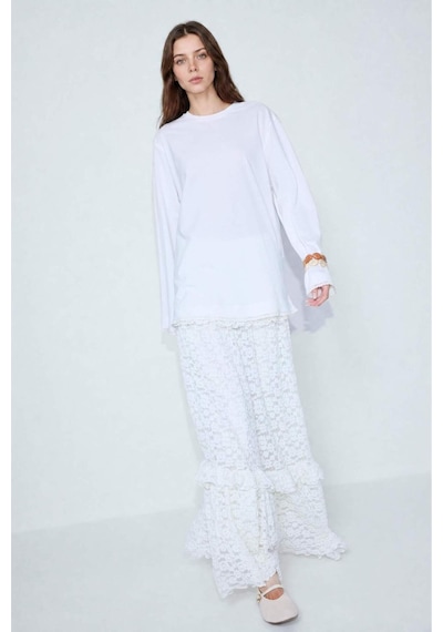 Defacto Relax Fıt Uzun Kollu Ecru Tunik H7727ax26smer105 Ekru-er105
