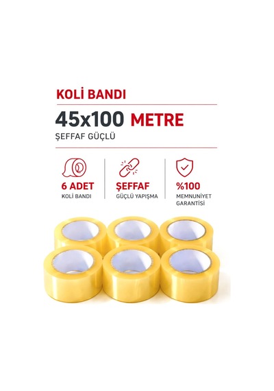 Hasbant Pro Has-0015 Koli Bantı 45mmx100mt Bandı Şeffaf Flex Hotmelt Pro - 6'li Paket Diğer