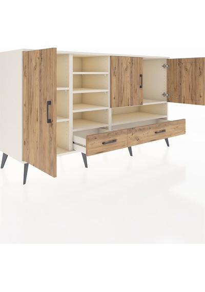 Kronos Konsol 8 Raflı 2 Çekmeceli 3 Kapaklı 176x59x99 Aytaşı-çam Aytaşı-çam