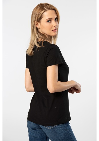 Wtshirt Siyah Venice Kısa Kollu V Yaka Kadın T-shirt 001