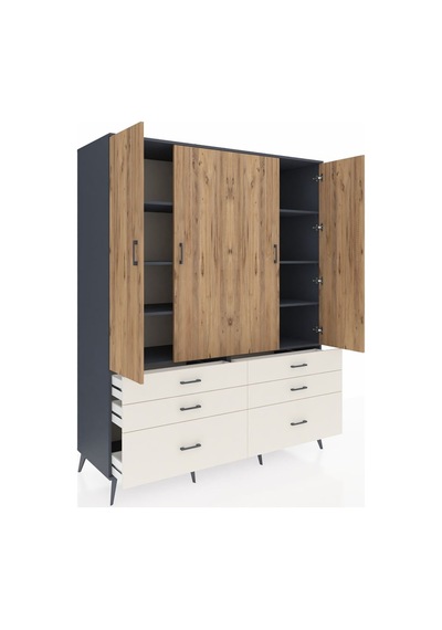 Kronos Gardrop 8 Raflı 6 Çekmeceli 4 Kapaklı 176x59x221 Antrasit-çam/aytaşı Çam/aytaşı Kronos Gardrop 8 Raflı 6 Çekmeceli 4 Kapaklı 176x59x221 Antrasit-çam/aytaşı Çam/aytaşı