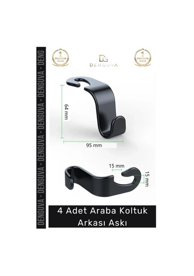 Askı Araç İçi Düzen Güvenlik Çanta Poşet Askısı Dayanıklı Pratik Montaj 4 Adet Araba Koltuk Arkası