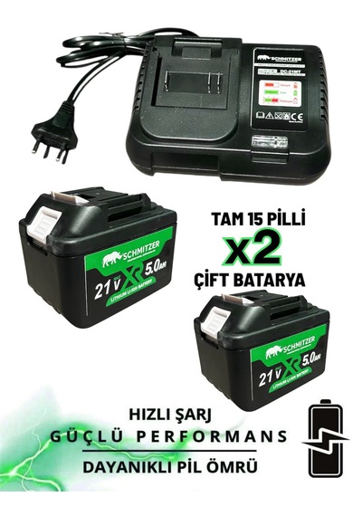 Schmıtzer Sch-9502y Pro 21v 15 Pilli Çift Akülü Kömürsüz Darbeli Vidalama 650 Nm Somun Sıkma Sökme Matkap