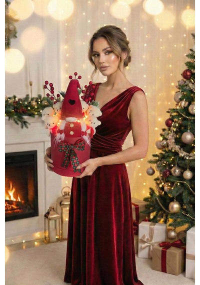 Yeniyıl Özel Seri: Led Işıklı, Noel Elf Cüce Figürlü, Kalp Balon Ve 6 Ayıcıklı Özel Konsept Tasarım Ayıcık Buketi