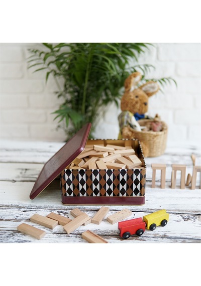 Circus Desenli Kare Metal Saklama Kabı 23.5 x 23.5 x 11 CM 5.8 L