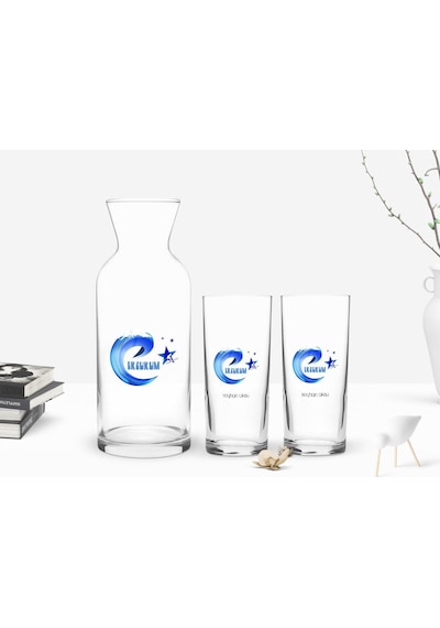 Kişiye Özel Renkli Baskılı Erzurum Tasarımlı Turistik İkili Rakı Bardağı Ve Karaf Hediye Seti-1