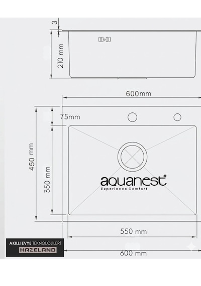 Hazeland Aquanest Urban Mutfak Evyesi 60 45 Antrasit