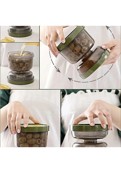 Zeytin Ve Turşu Saklama Kabı Şeffaf Süzgeçli 700 Ml Kapasite Sızd