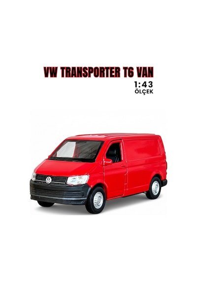 Kırmızı 1:43 Ölçek Die Cast Kapıları Açılır Lisanslı Volkswagen Transporter Van Metal Model Araba Çok Renkli