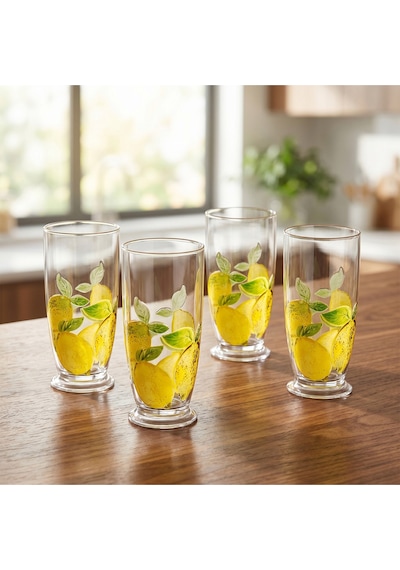 Lucky Art Limora Akrilik 715 Ml 4 Lü Büyük Boy Bardak Seti Dıo30008 Sarı