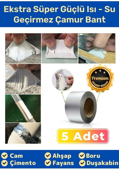 Su Geçirmez Sızdırmaz Alev Geciktirici Dayanıklı Alüminyum Sakız Çamur Bant 48mmx2mt Tamir Bandı 5