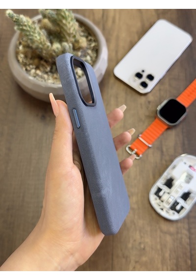Apple iPhone 15 Pro Max Uyumlu Kadife Yüzeyli Magsafe Uyumlu Premium Kılıf Soocase691 Koyu Mavi