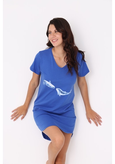 Yasar Underwear Balina Desenli Mavi %100 Pamuk Rahat Kesim Gecelik Mavi Mavi Yasar Underwear Balina Desenli Mavi %100 Pamuk Rahat Kesim Gecelik Mavi Mavi