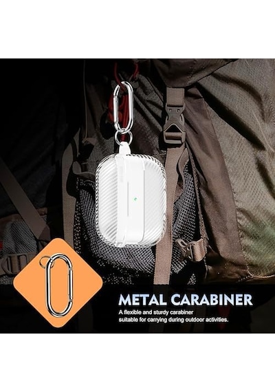 Airpods Pro 3. Nesil Uyumlu Karbon Fiber Hybrid Polymer Technology Premium Kulaklık Kılıfı Şeffaf