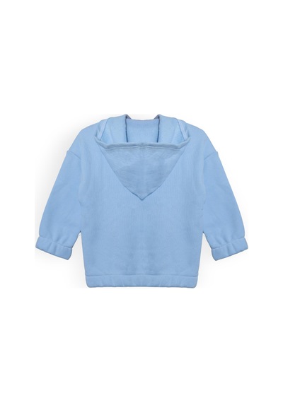 Luess Unisex Çocuk %100 Pamuklu Kedi Nakışlı Kışlık Hırka -açık Mavi 3-4 Yaş 8-9 Yaş Açık Mavi