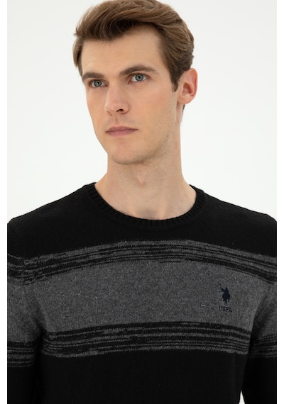 U.S. Polo Assn. Erkek Slim Fit Bisiklet Yaka Antrasit Melanj Kazak 50293115-VR081