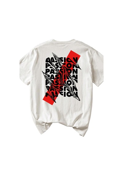 Spoyi Urban Passion Tasarımlı %100 Pamuk Yarım Oversize Beyaz T-shirt