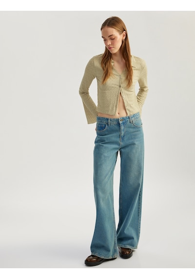 Koton Slim Fit Uzun Kollu Dokulu Gömlek Yaka Düğmeli Tişört Yeşil 5sal10458ık Yeşil