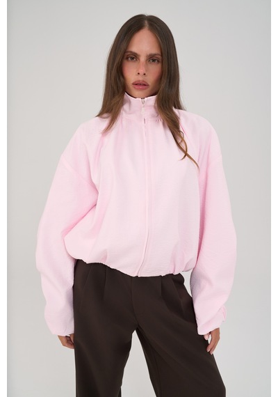 Mai Collection Positano Büzgü Detay Pembe Bomber Ceket