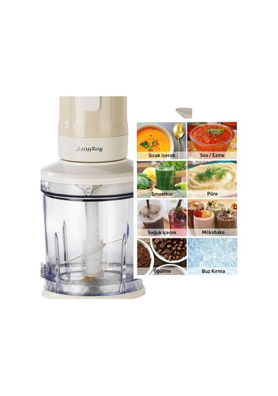 Gem Retro 700 W Kişisel Blender & Doğrayıcı 1, 2 L Titanyum Bıçaklı Hazne, Bakır Ac Motor Vanilya Krem Belirtilmemiş