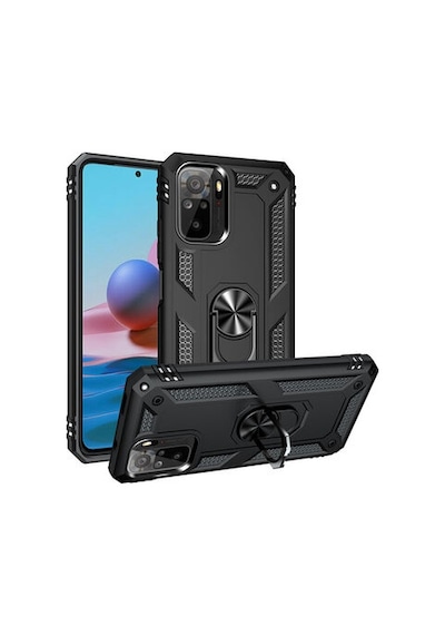 Redmi Note 10 Kılıf Tam Koruma Çift Katmanlı İbiza Sert Silikon Kapak Siyah