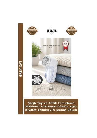 Şarjlı Tüy Ve Tiftik Temizleme Makinesi 708 Beyaz Günlük Eşya Kıyafet Temizleyici Kumaş Bakım