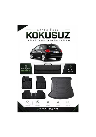 Toyota Auris 2011 Model Aracınıza Özel 4d Karbonlu Kauçuk Paspas Takımı Ve Bagaj Havuzu